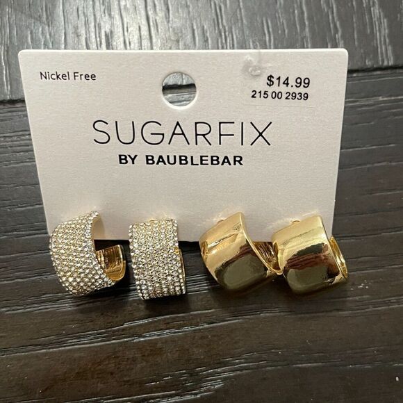 SUGARFIX by BaubleBar Crystal Hoop Earring 2-pc. Set NWT - Picture 2 of 6